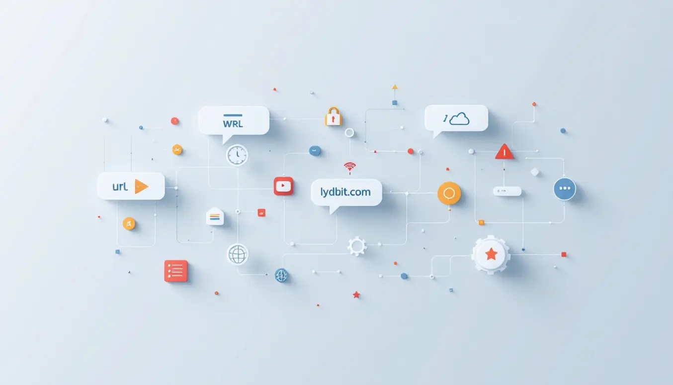 Une illustration montrant une série d'icônes ou de bulles liées entre elles pour représenter la cohérence des URLs d’images dans une stratégie SEO.