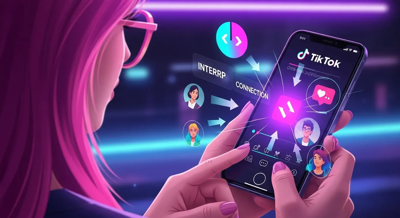 Une image représentant un smartphone avec l'application TikTok, des icônes indiquant des interruptions et des modifications, ainsi que des utilisateurs réagissant en voyant ces changements.