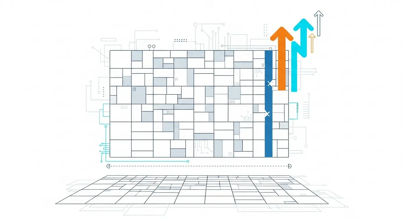 Une image représentant une grille de sitemap avec une limite visible, illustrant les contraintes et la nécessité d’étendre pour une scalabilité.