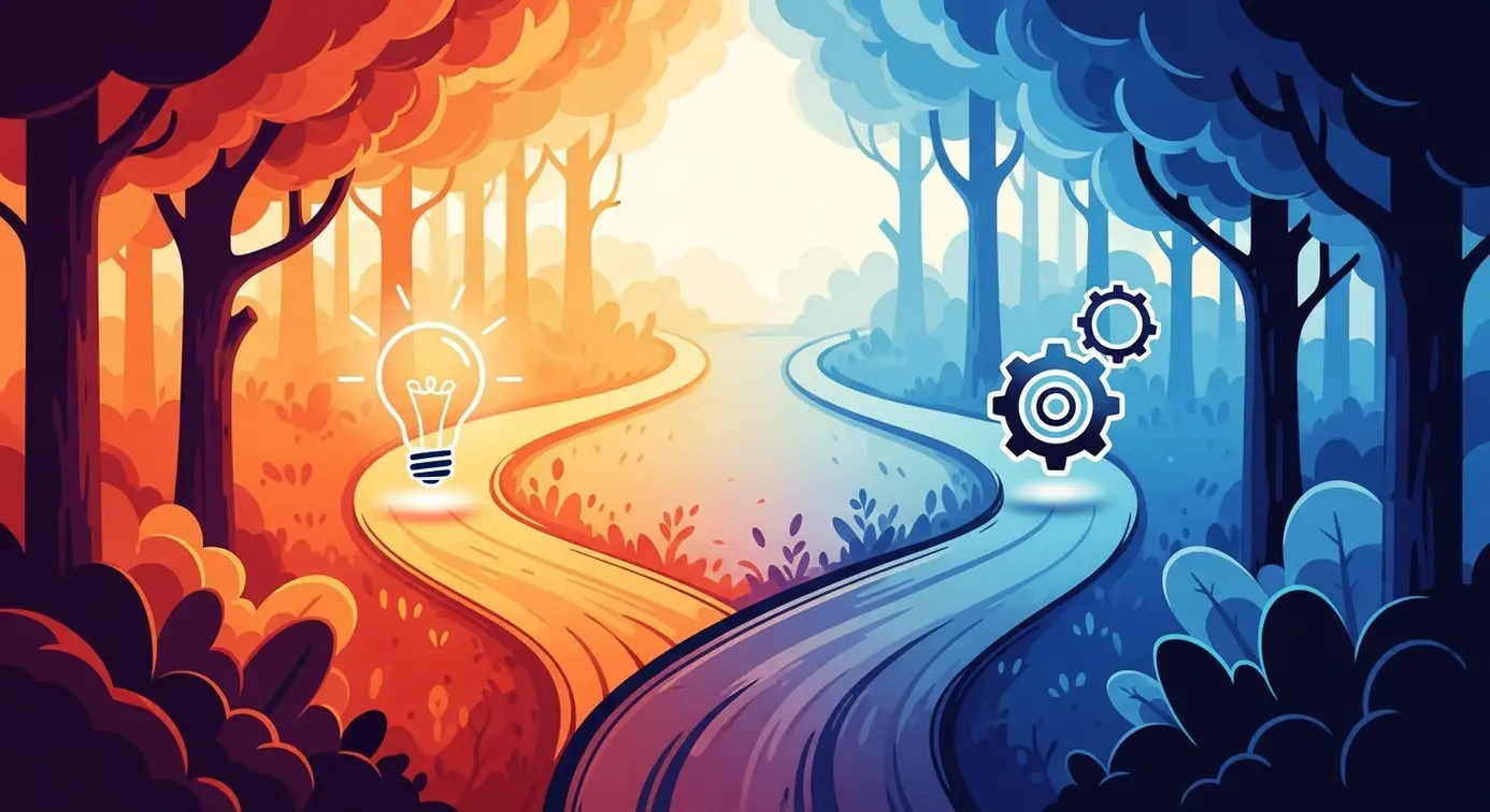 Une image montrant deux chemins séparés dans une forêt, symbolisant des intentions différentes et la divergence fondamentale entre elles.