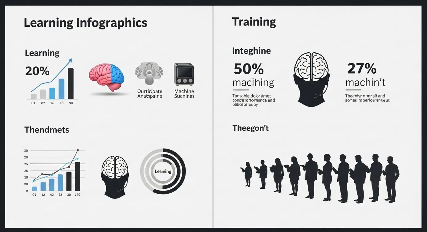 Une illustration montrant des graphiques de croissance, des icônes liées à l’intelligence artificielle et des silhouettes d’apprenants, symbolisant les résultats concrets des investissements en formation et en stratégie d’intégration de l’IA.
