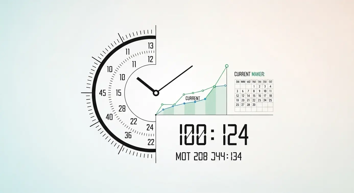 Une horloge et un calendrier illustrant l'attente, avec un graphique montrant une progression, symbolisant le temps nécessaire pour voir des résultats.