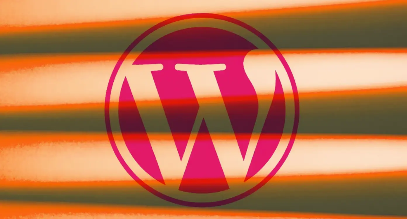 Logo de WordPress avec des lignes colorées en arrière-plan, représentant le développement web et le blogging.