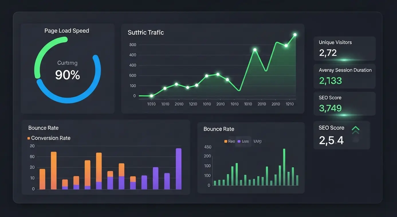 Un écran d'ordinateur affichant des graphiques et des indicateurs de performance web pour illustrer l'optimisation des Core Web Vitals.