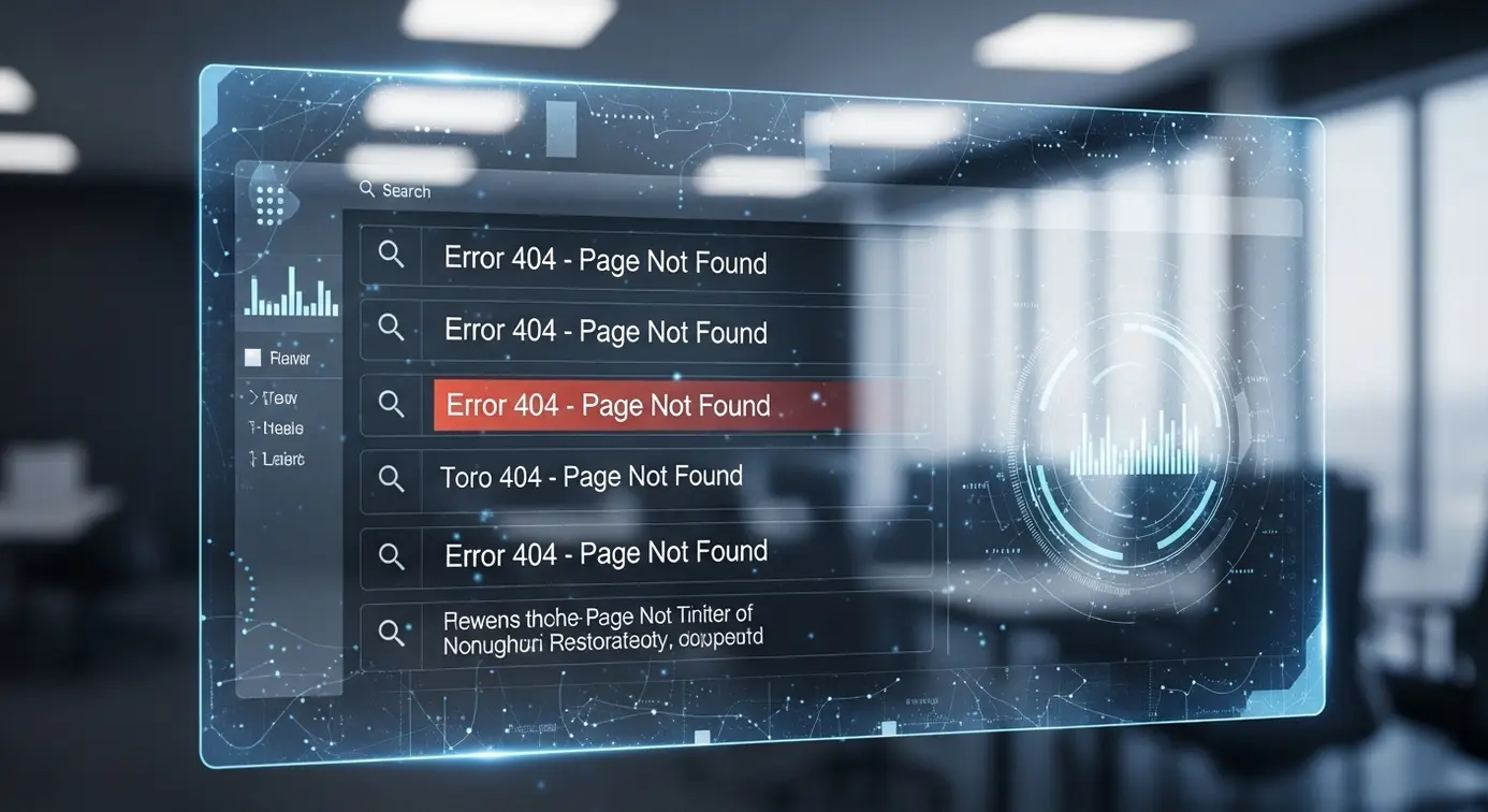 Une représentation d'une recherche en ligne montrant des liens menant à des pages d'erreur 404, évoquant les résultats douteux des moteurs d'IA.