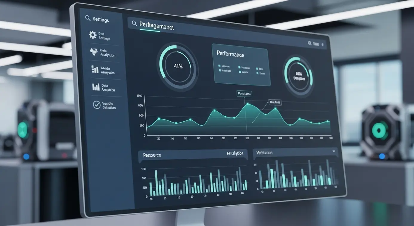 Capture d'écran d'un tableau de contrôle numérique montrant les réglages et les graphiques liés à la gestion et l'optimisation d'un système de contrôle publicitaire.